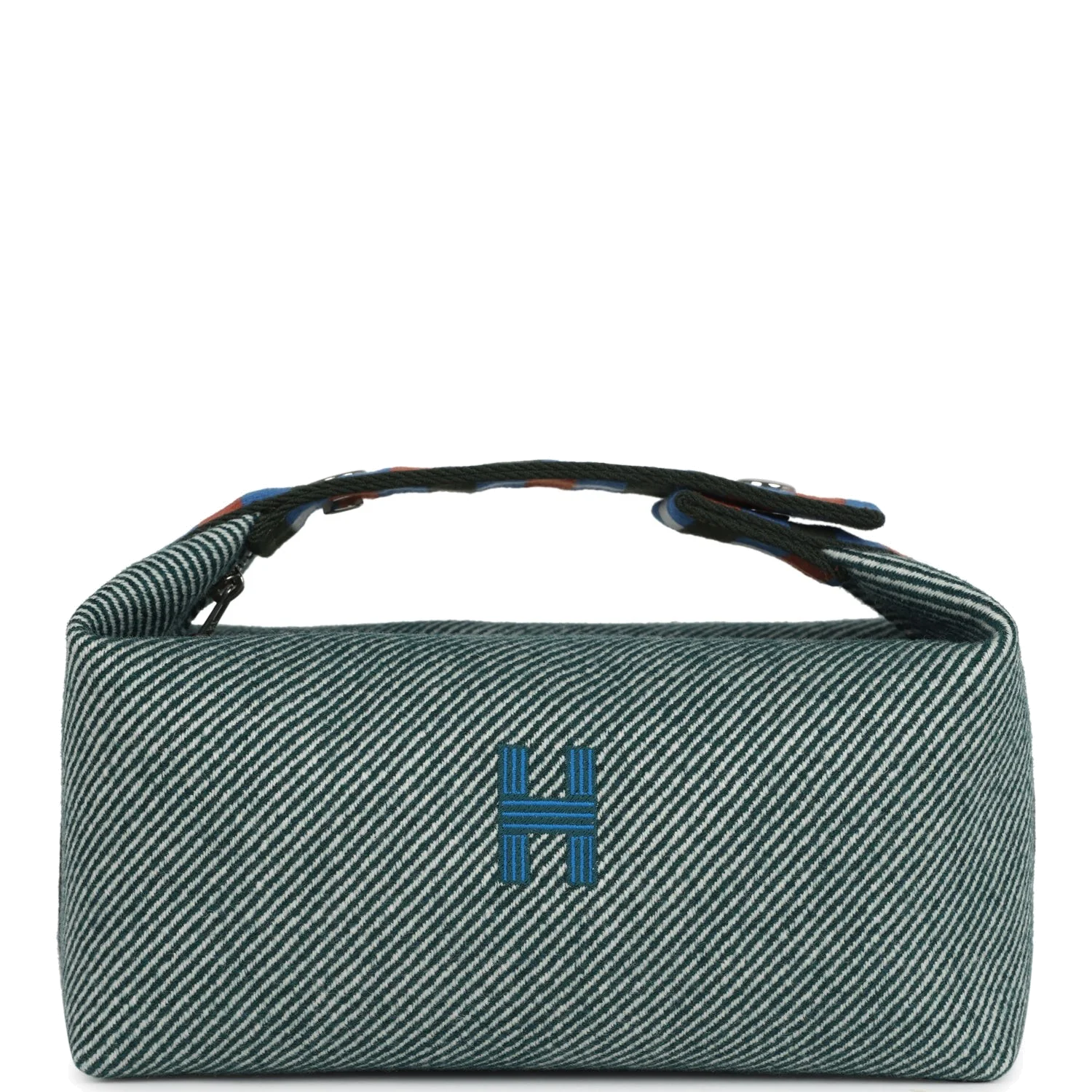 Hermes Bride-A-Brac Au Carre Case PM Vert Foret H Natte Canvas and Wool Palladium Hardware — фото 2