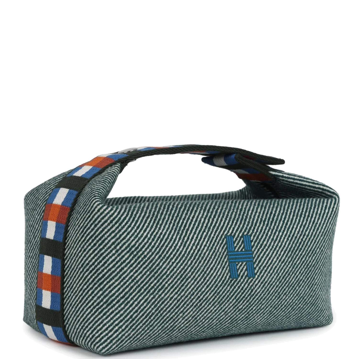 Hermes Bride-A-Brac Au Carre Case PM Vert Foret H Natte Canvas and Wool Palladium Hardware — фото 3