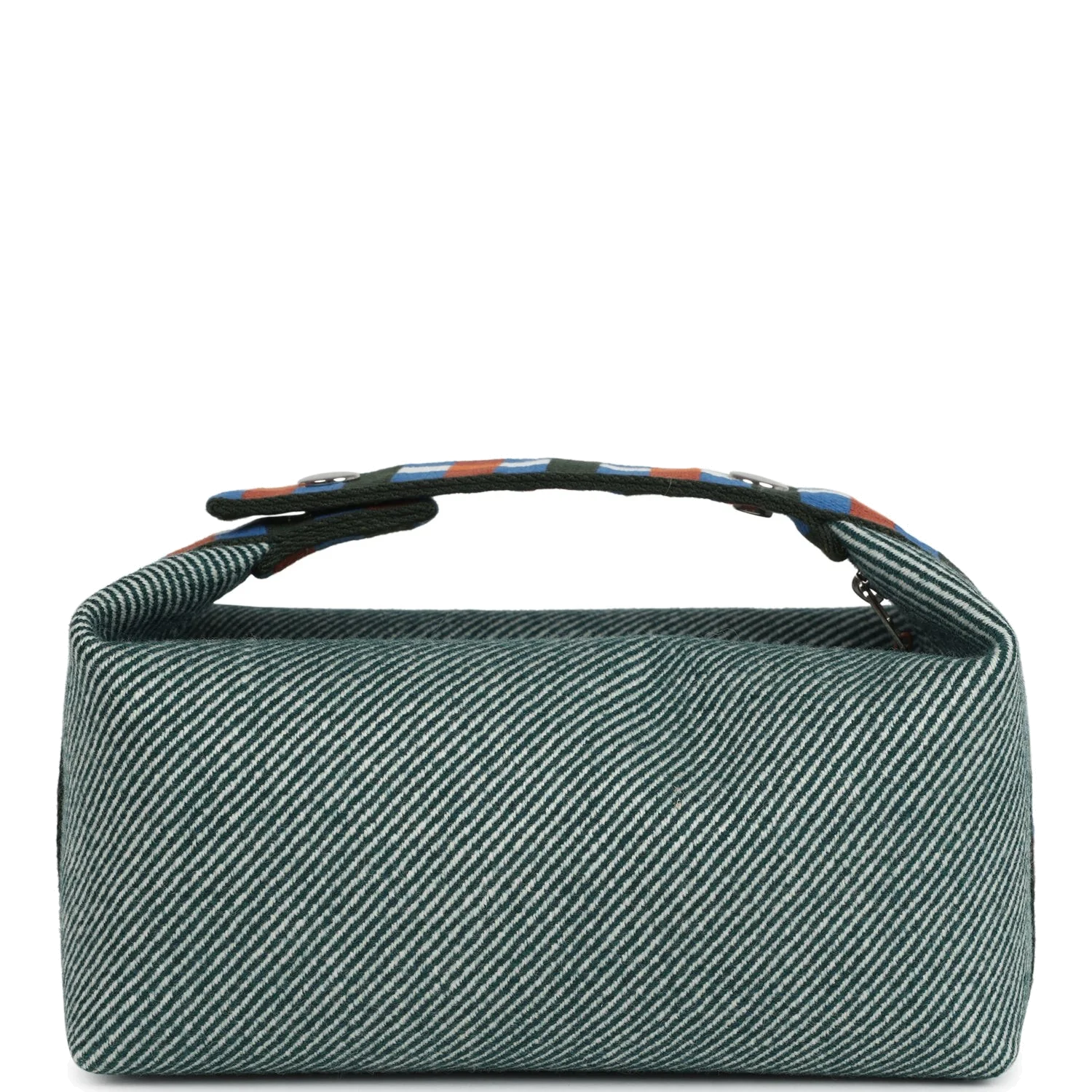 Hermes Bride-A-Brac Au Carre Case PM Vert Foret H Natte Canvas and Wool Palladium Hardware — фото 5