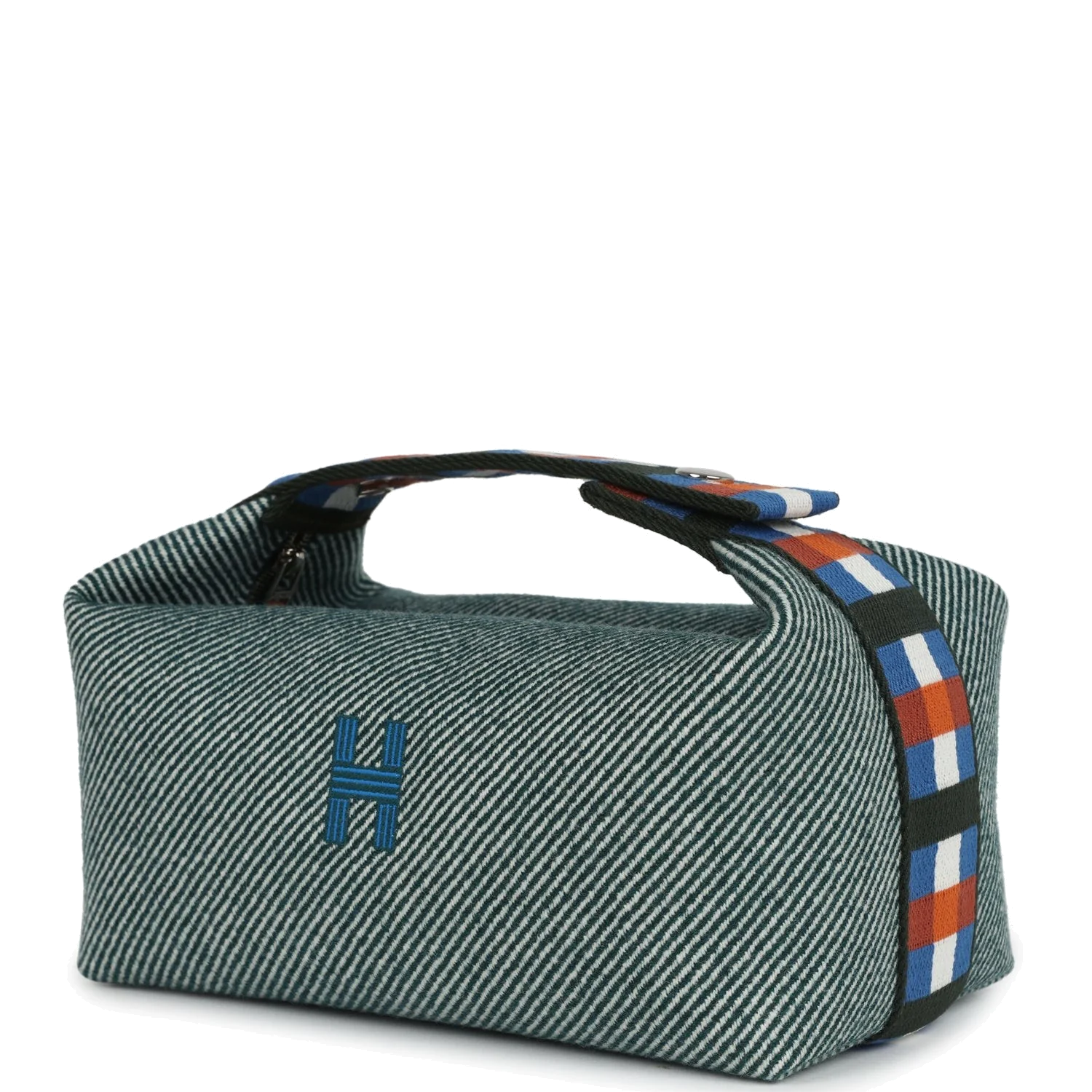 Hermes Bride-A-Brac Au Carre Case PM Vert Foret H Natte Canvas and Wool Palladium Hardware — фото 6