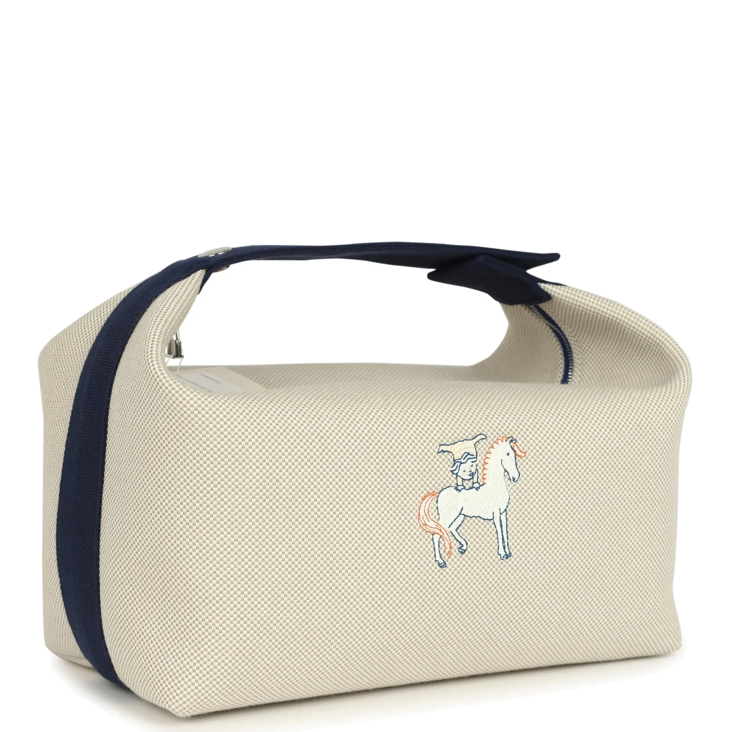 Hermes Bride A Brac Cabriole GM Gris Perle and Bleu Canvas Palladium Hardware — фото 3