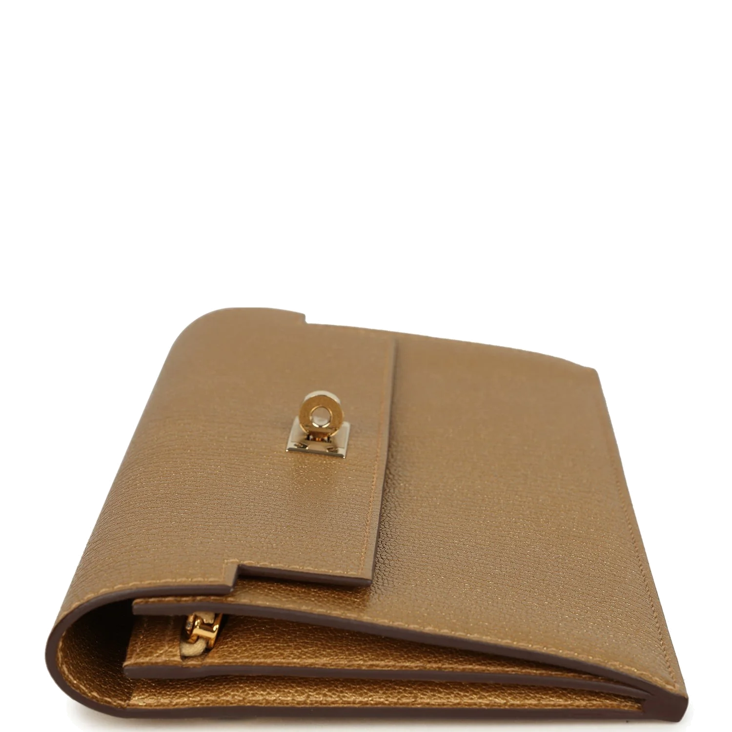 Hermes Kelly Pocket Long Wallet Dore Chamkilight Goatskin Permabrass Hardware — фото 4