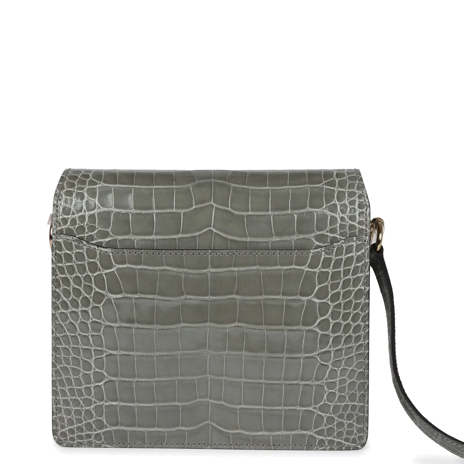 Hermes Mini Roulis Gris Ciment Shiny Alligator Permabrass Hardware — фото 5