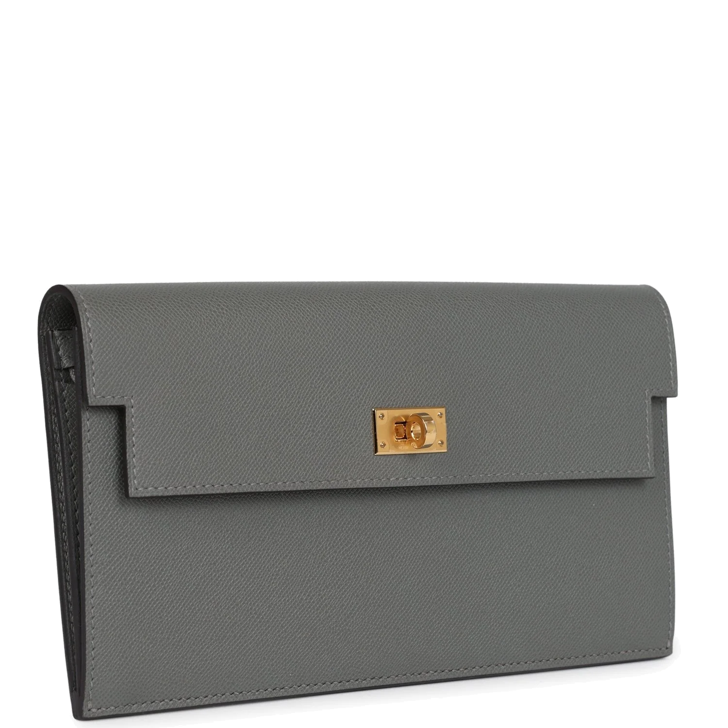 Hermes Kelly Pocket Long Wallet Gris Meyer Madame Gold Hardware — фото 3