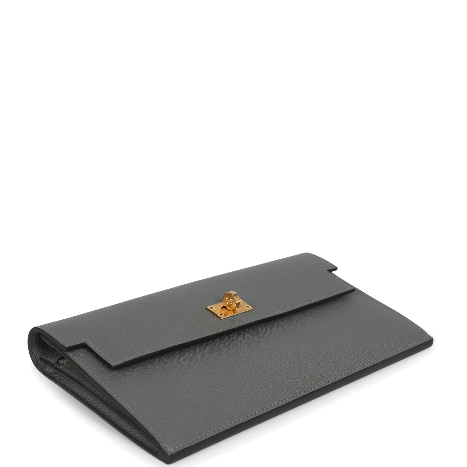Hermes Kelly Pocket Long Wallet Gris Meyer Madame Gold Hardware — фото 7