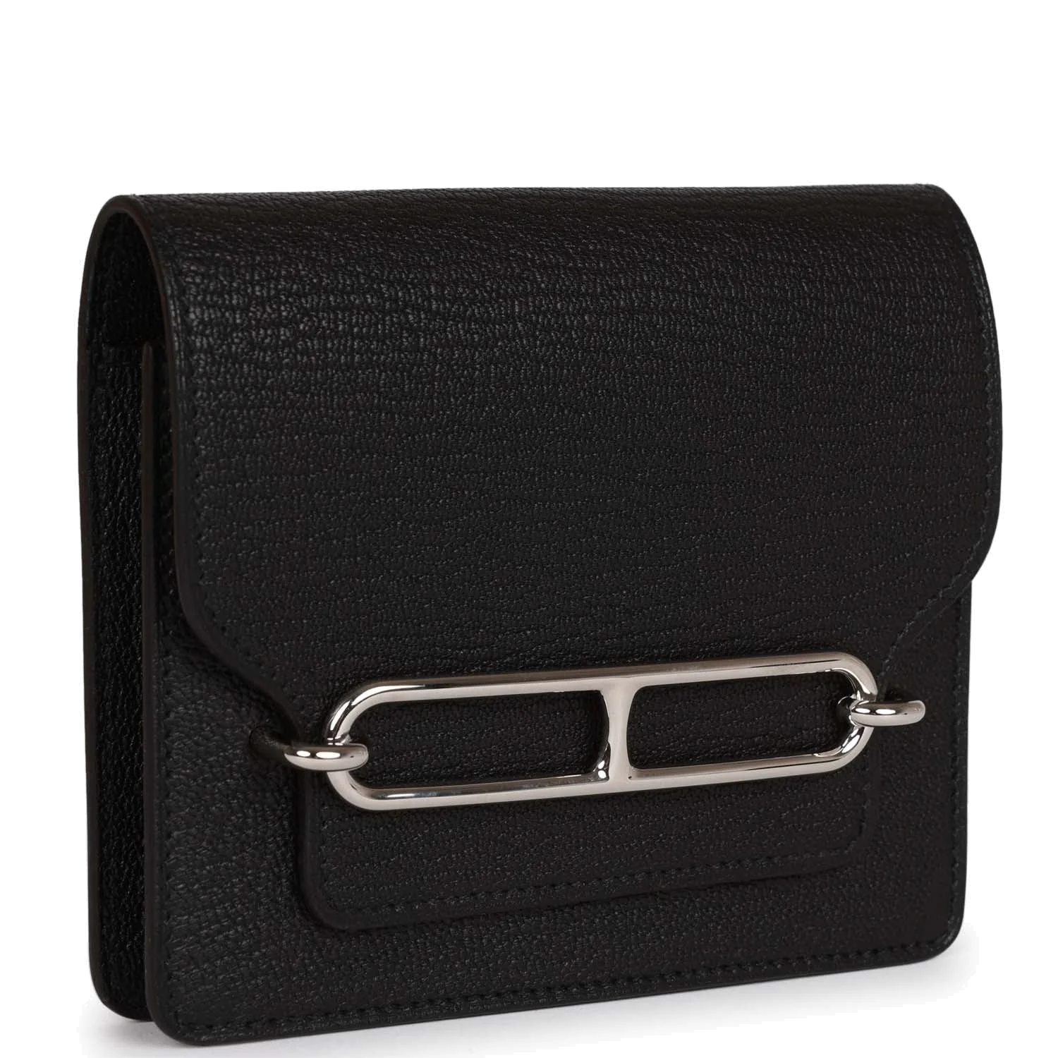Hermes Roulis Slim Wallet Black Chevre Mysore Palladium Hardware — фото 3