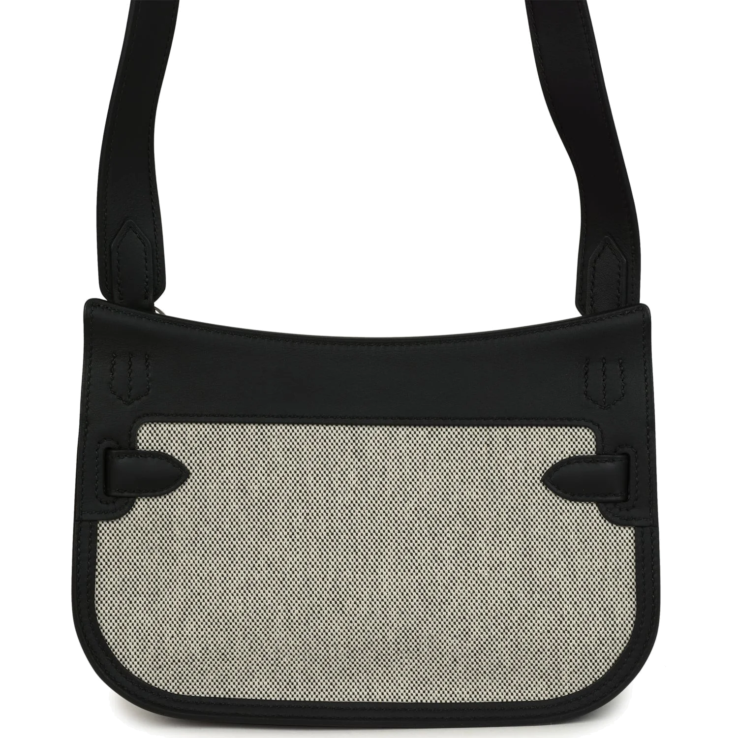 Hermes Mini Jypsiere Black and Ecru Toile H Black Swift Palladium Hardware — фото 5