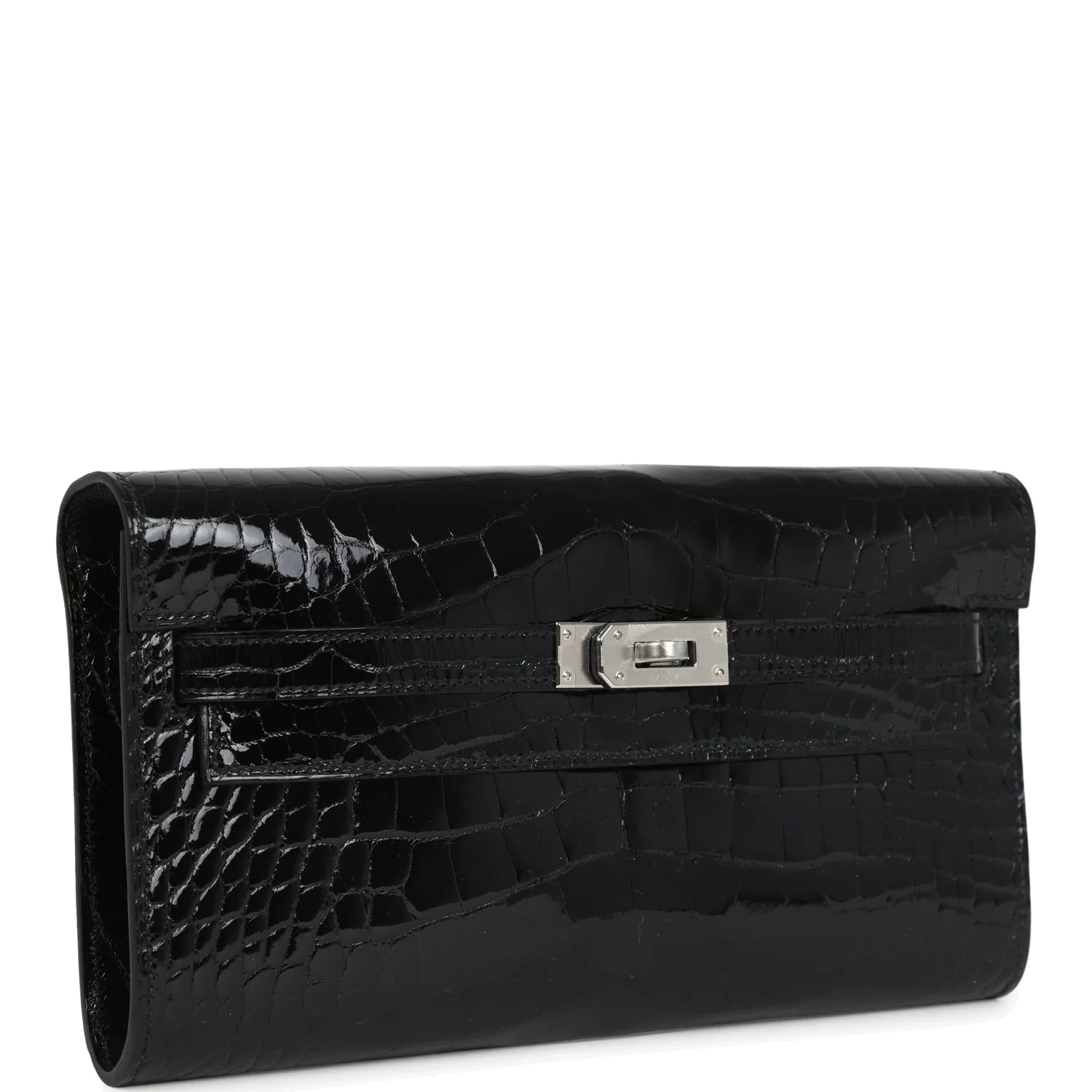Hermes Kelly Wallet To Go Black Shiny Alligator Palladium Hardware — фото 3