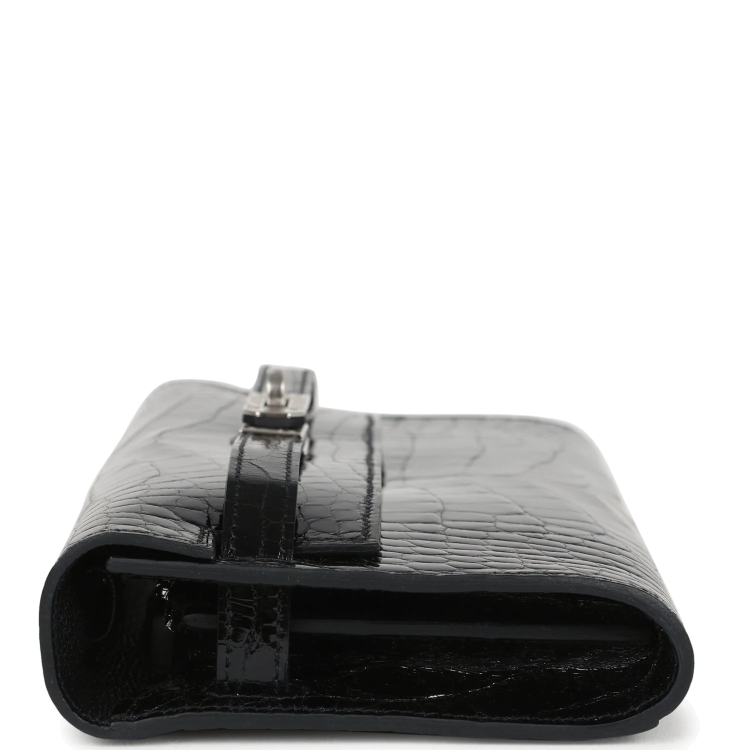Hermes Kelly Wallet To Go Black Shiny Alligator Palladium Hardware — фото 4