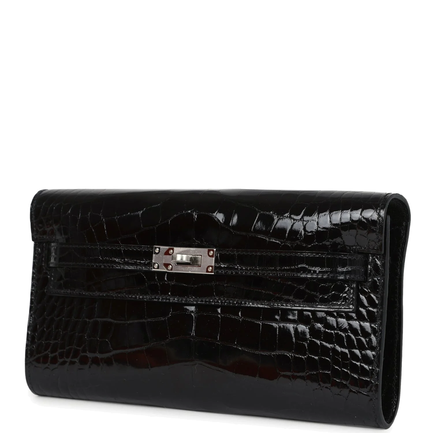 Hermes Kelly Wallet To Go Black Shiny Alligator Palladium Hardware — фото 6
