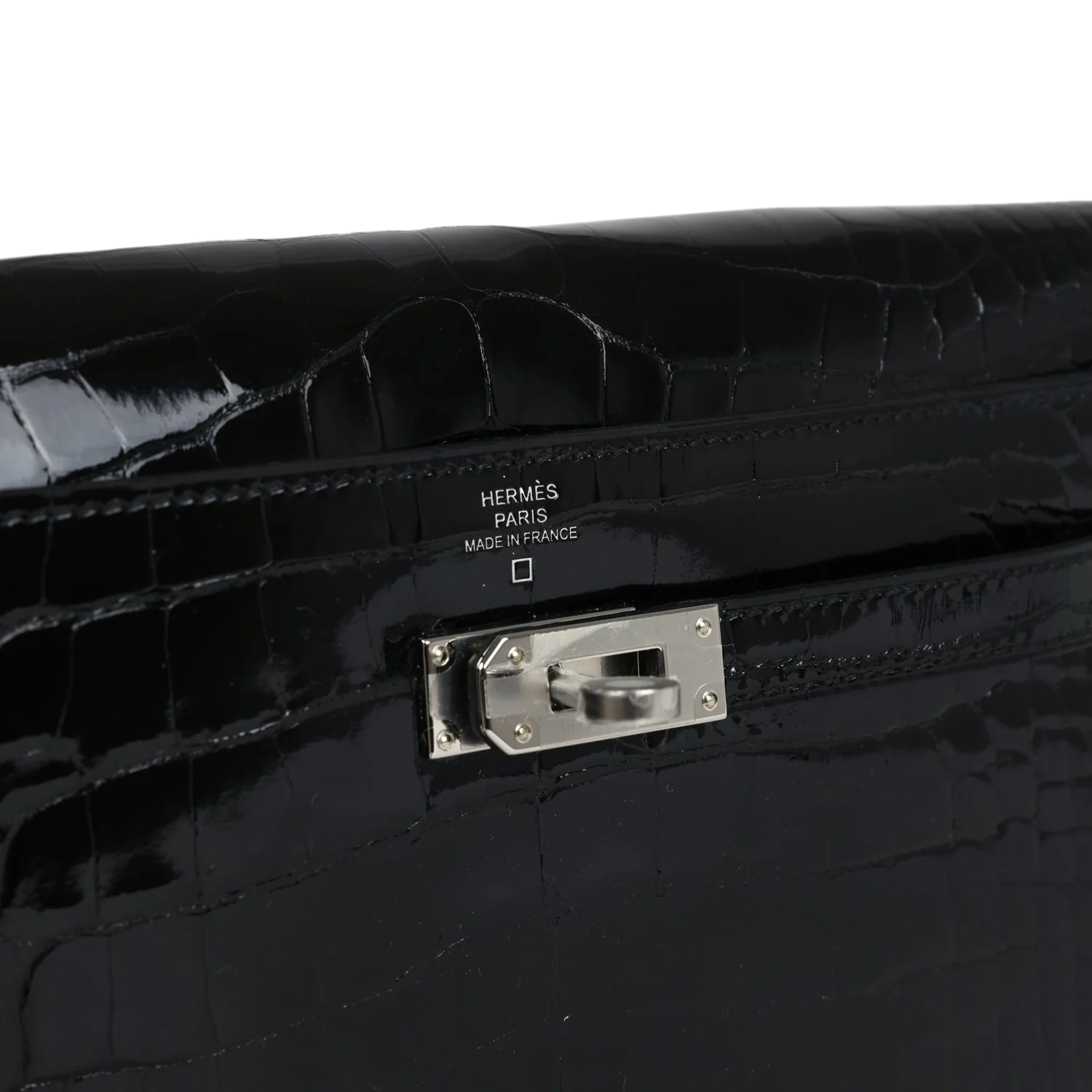 Hermes Kelly Wallet To Go Black Shiny Alligator Palladium Hardware — фото 8