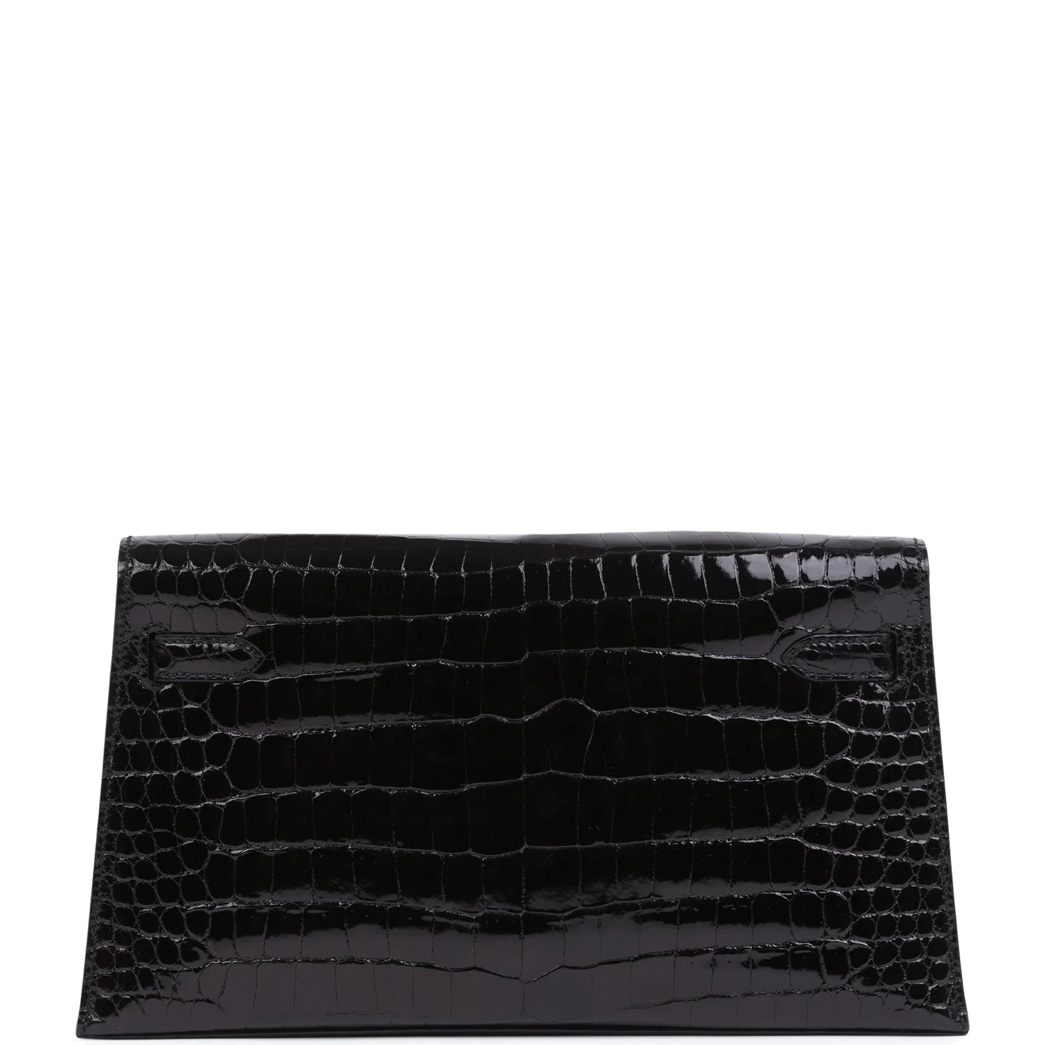 Hermes Kelly Elan Black Shiny Porosus Crocodile Palladium Hardware — фото 5