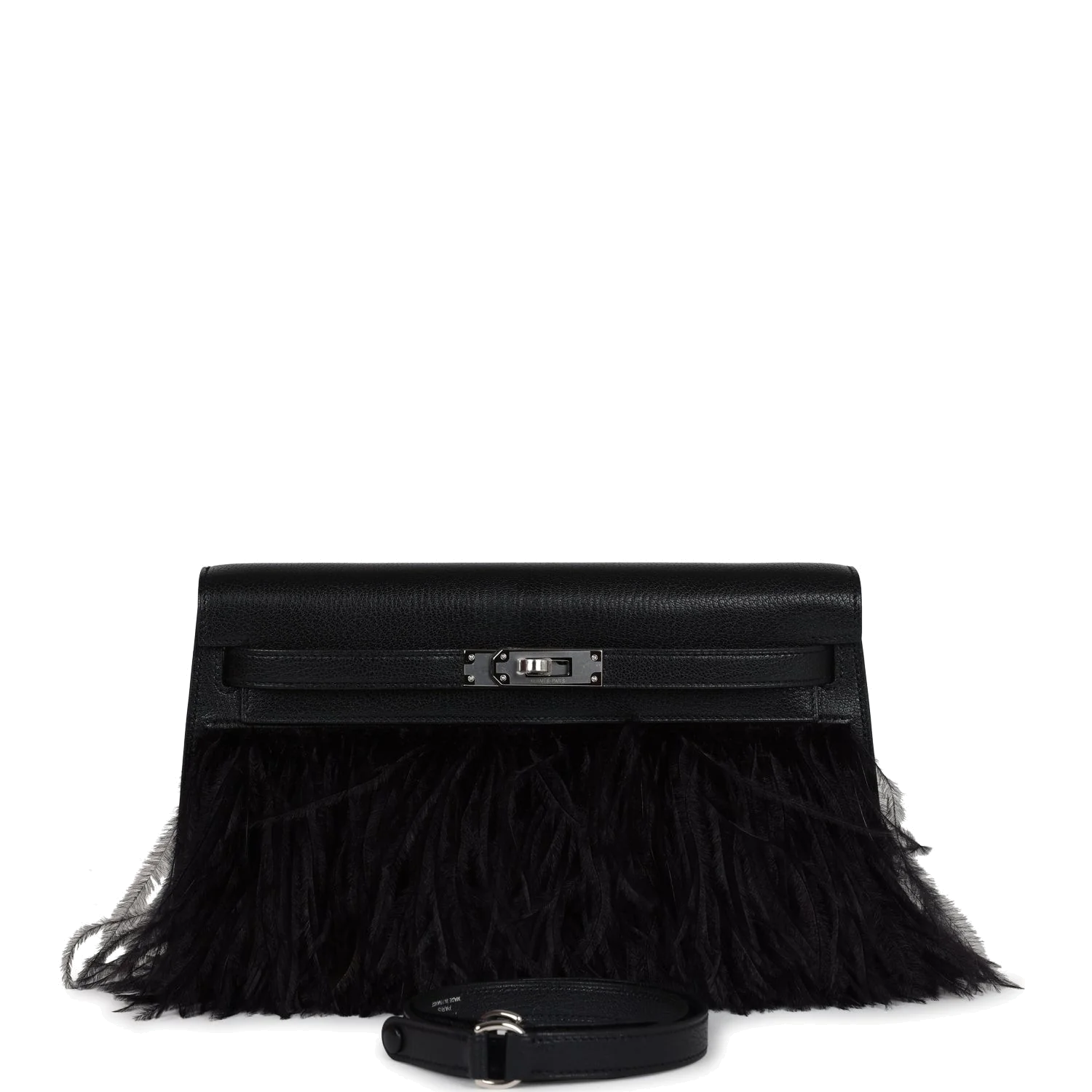 Hermes Kelly Elan Foile Chevre Chamkila and Ostrich Feather Palladium Hardware — фото 2