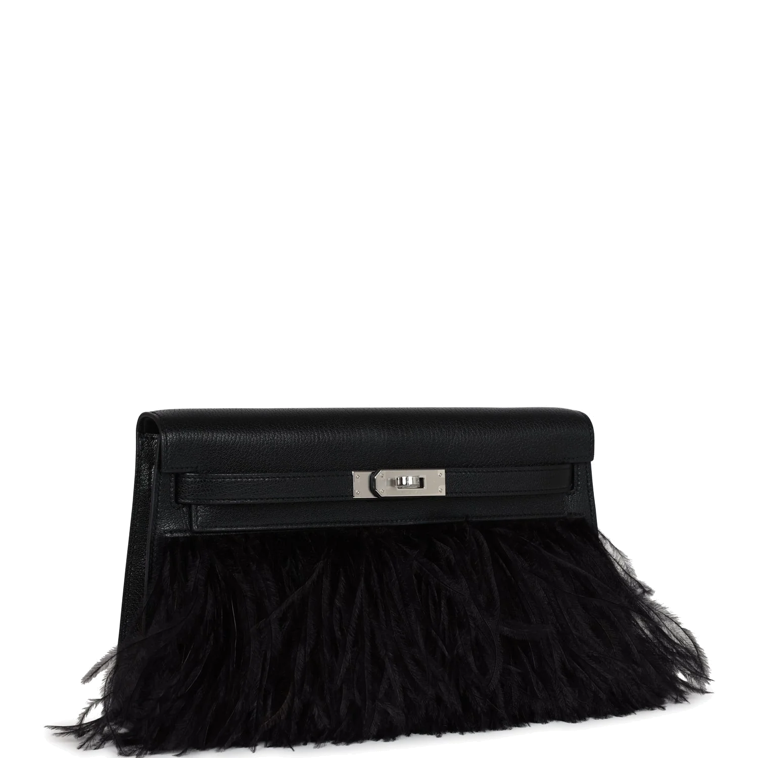 Hermes Kelly Elan Foile Chevre Chamkila and Ostrich Feather Palladium Hardware — фото 3