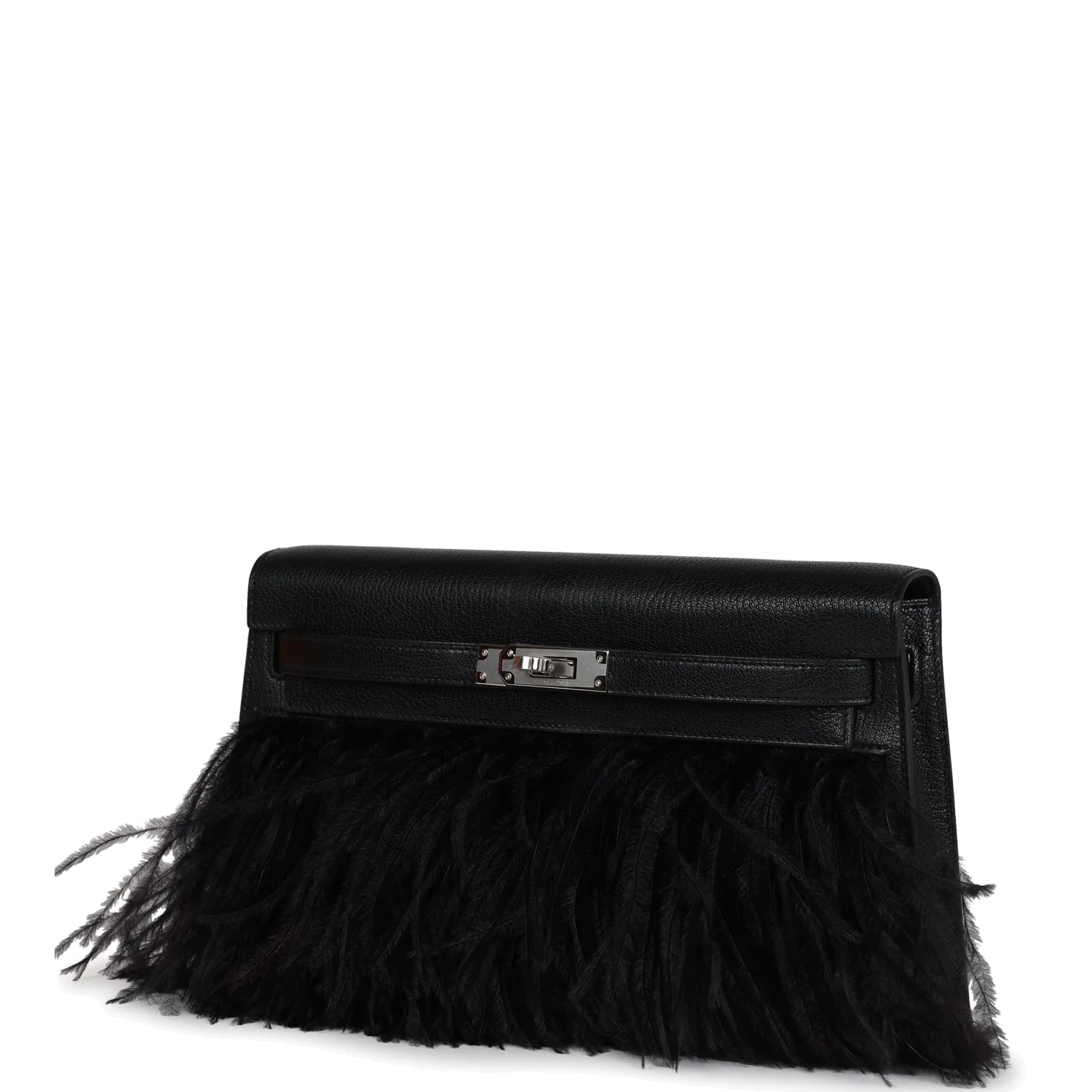 Hermes Kelly Elan Foile Chevre Chamkila and Ostrich Feather Palladium Hardware — фото 6