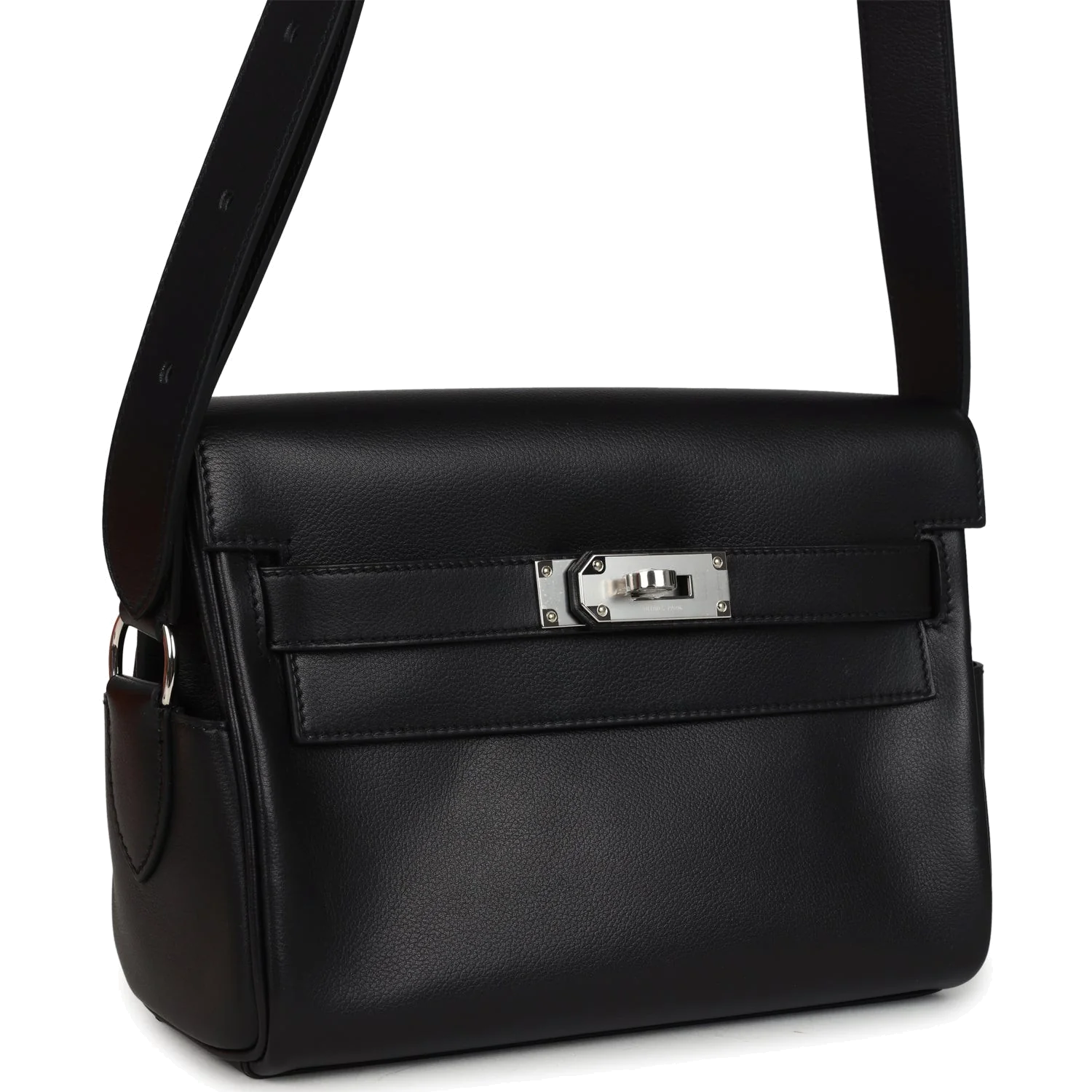 Hermes Kelly Messenger PM Black Evergrain Palladium Hardware — фото 3