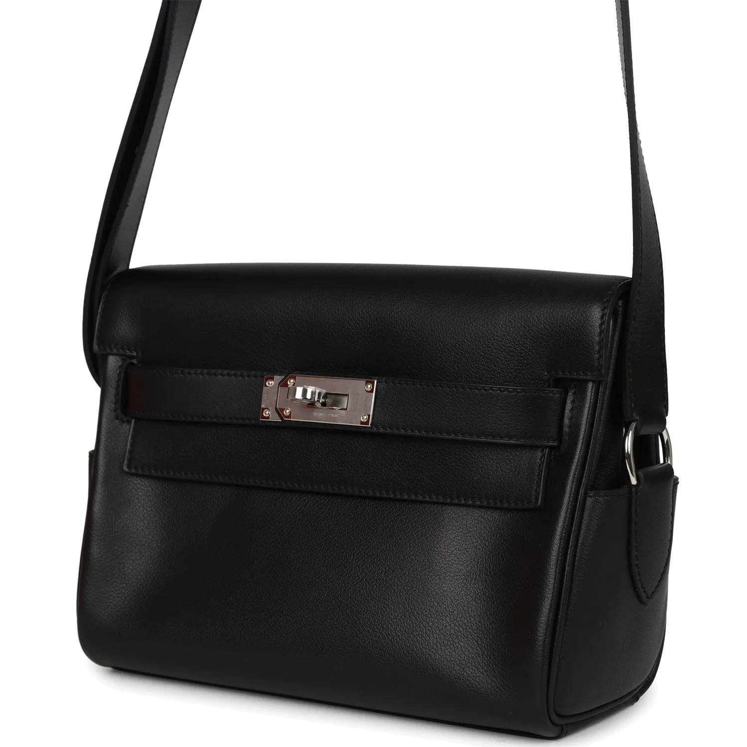 Hermes Kelly Messenger PM Black Evergrain Palladium Hardware — фото 6