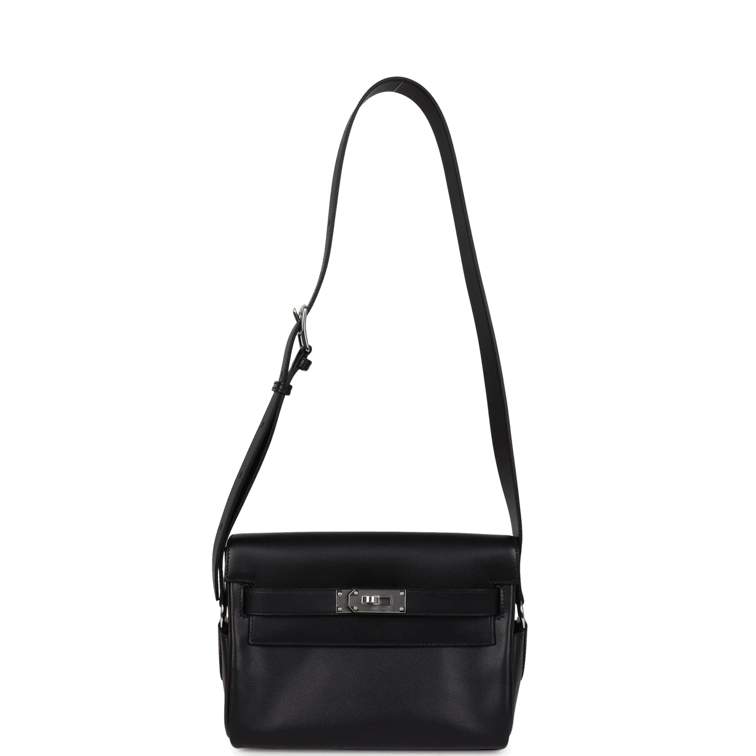 Hermes Kelly Messenger PM Black Evergrain Palladium Hardware — фото 7