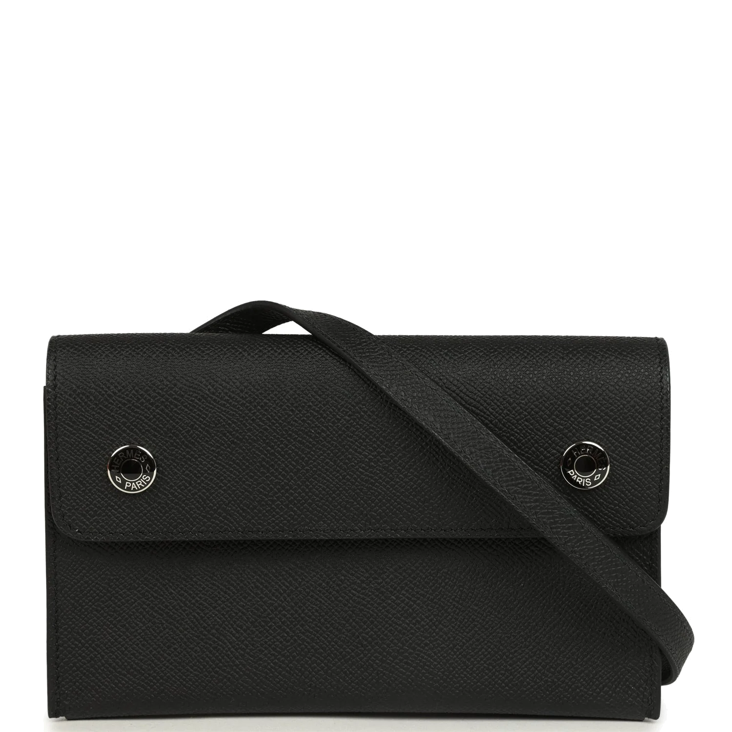 Hermes Hermesnap Wallet Black Epsom Lacquered Palladium Hardware — фото 2