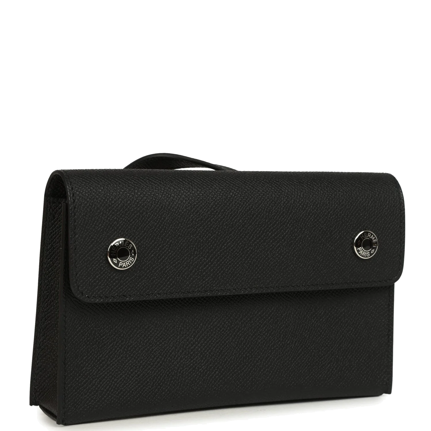 Hermes Hermesnap Wallet Black Epsom Lacquered Palladium Hardware — фото 3