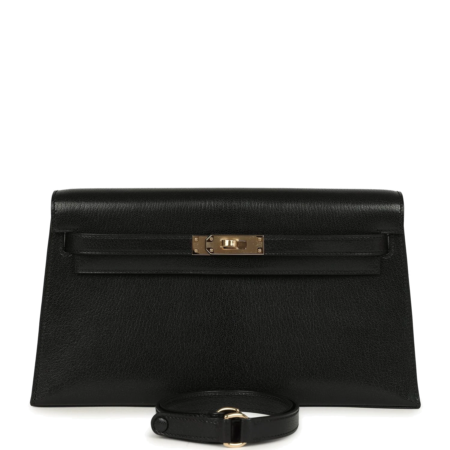 Hermes Kelly Elan Black Chevre Chamkila Permabrass Hardware — фото 2