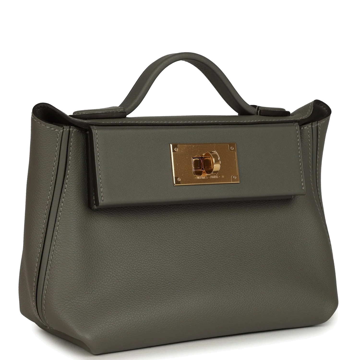 Hermes Mini 24/24 Bag Etain Evercolor and Swift Gold Hardware — фото 3