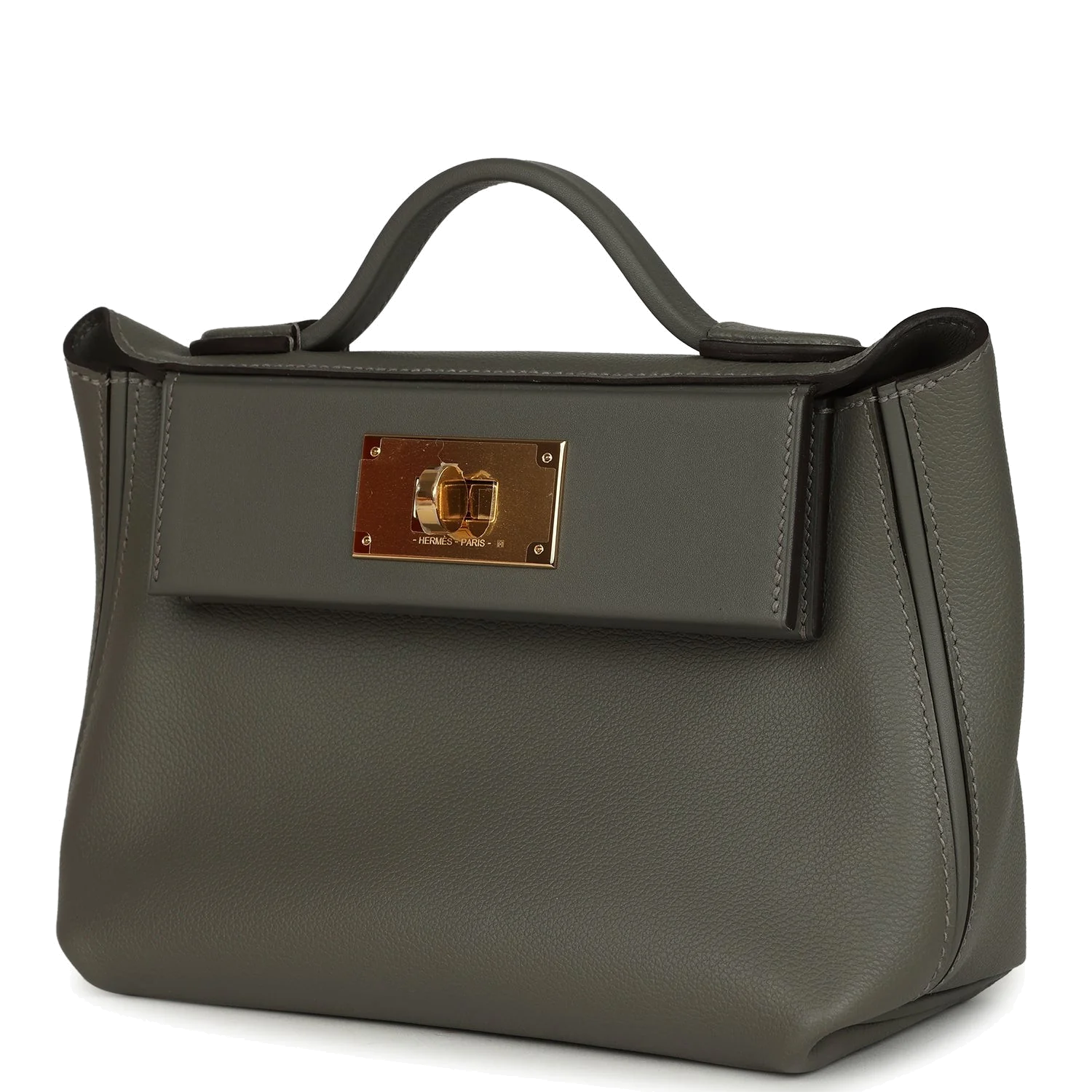 Hermes Mini 24/24 Bag Etain Evercolor and Swift Gold Hardware — фото 6