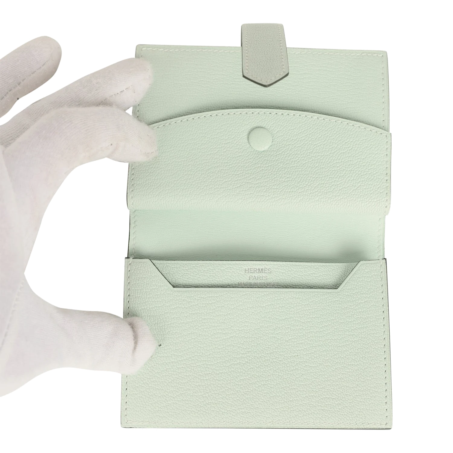 Hermes Bearn Mini Wallet Vert Peppermint Chevre Mysore Palladium Hardware — фото 8