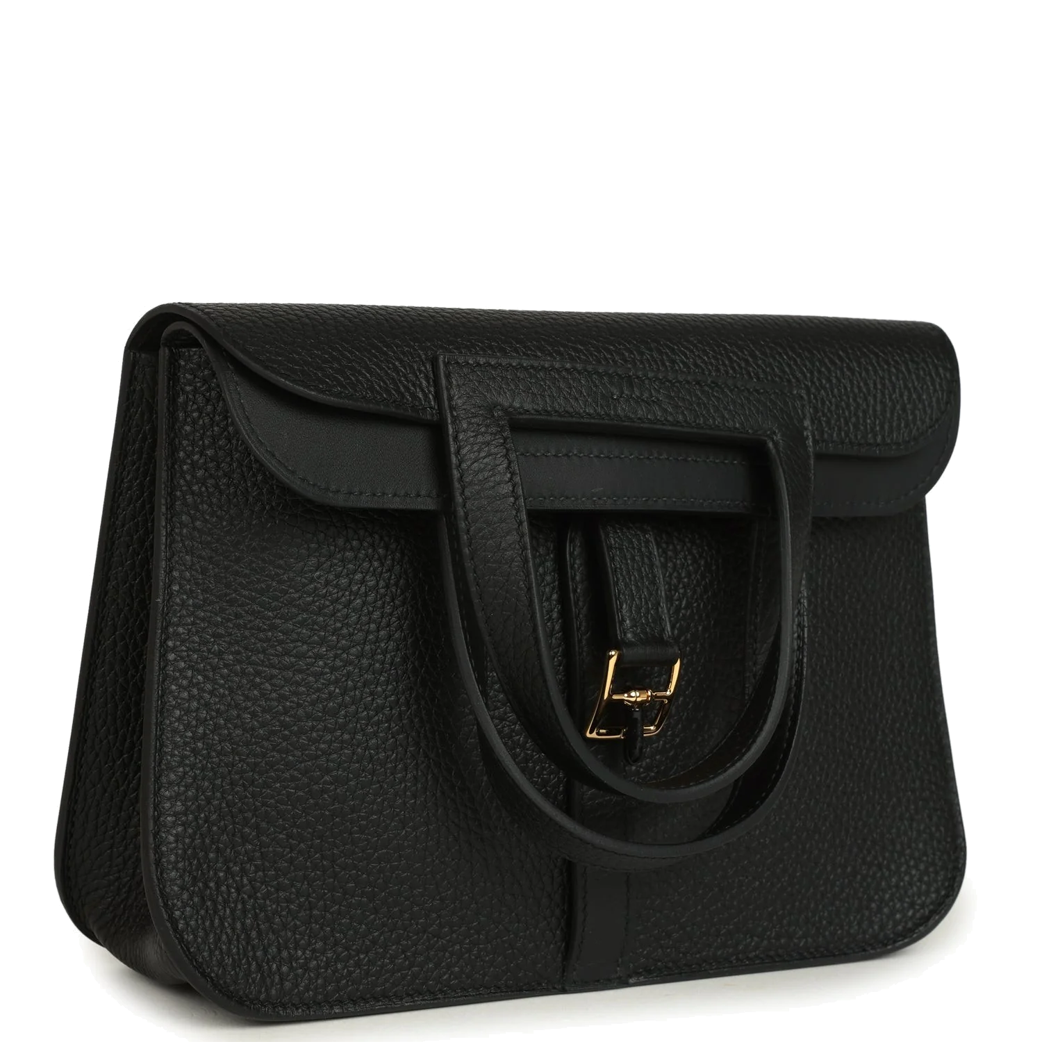 Hermes Halzan 25 Black Clemence Gold Hardware — фото 8