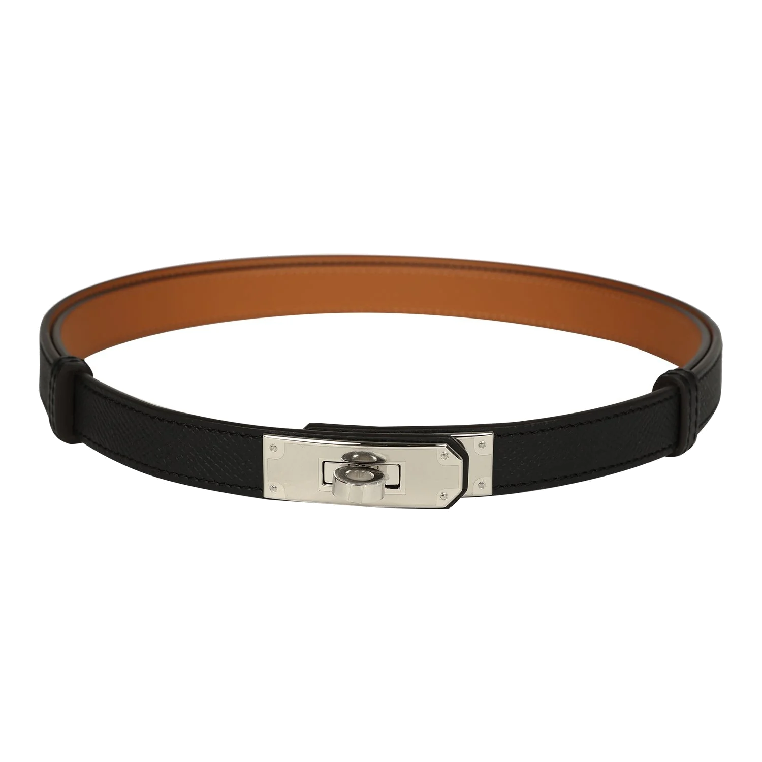 Hermes Kelly Pocket 18 Studded Belt Black Epsom Palladium Hardware — фото 3