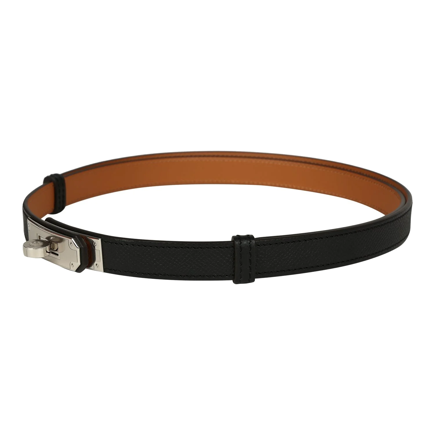 Hermes Kelly Pocket 18 Studded Belt Black Epsom Palladium Hardware — фото 5