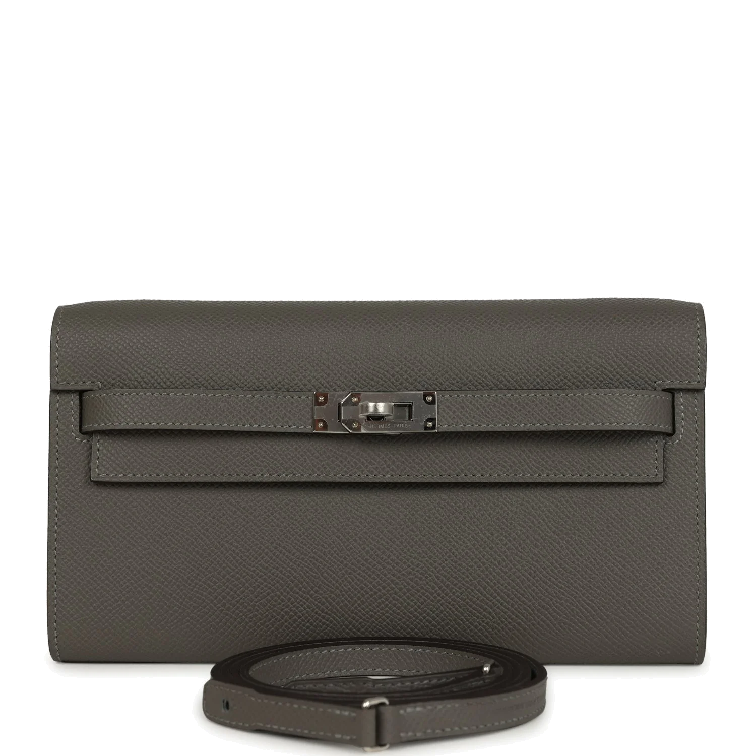 Hermes Kelly Wallet To Go Gris Meyer Epsom Palladium Hardware