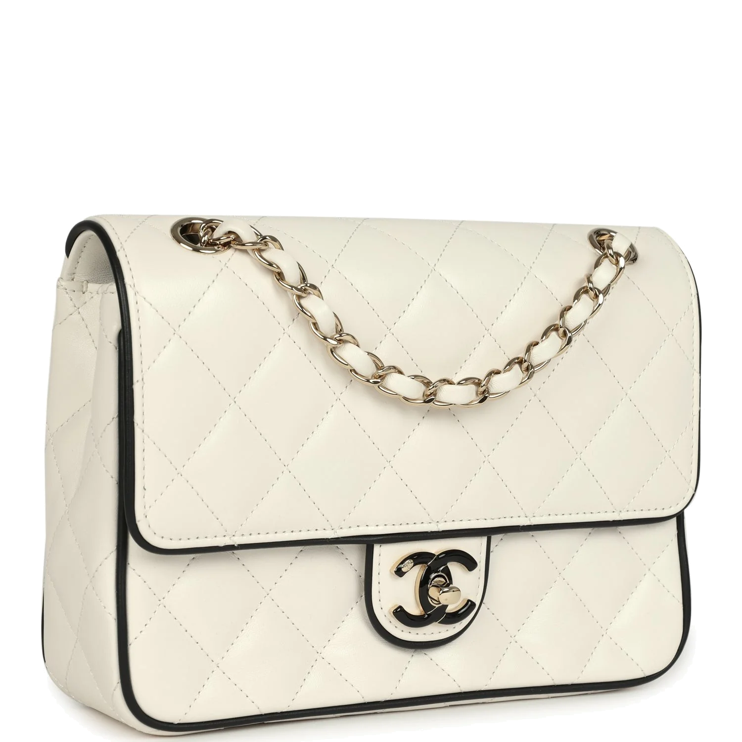 Chanel Small Graphic Frame Flap Bag White and Black Lambskin — фото 3