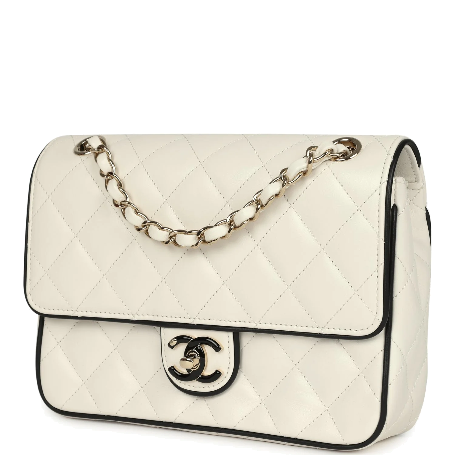 Chanel Small Graphic Frame Flap Bag White and Black Lambskin — фото 6