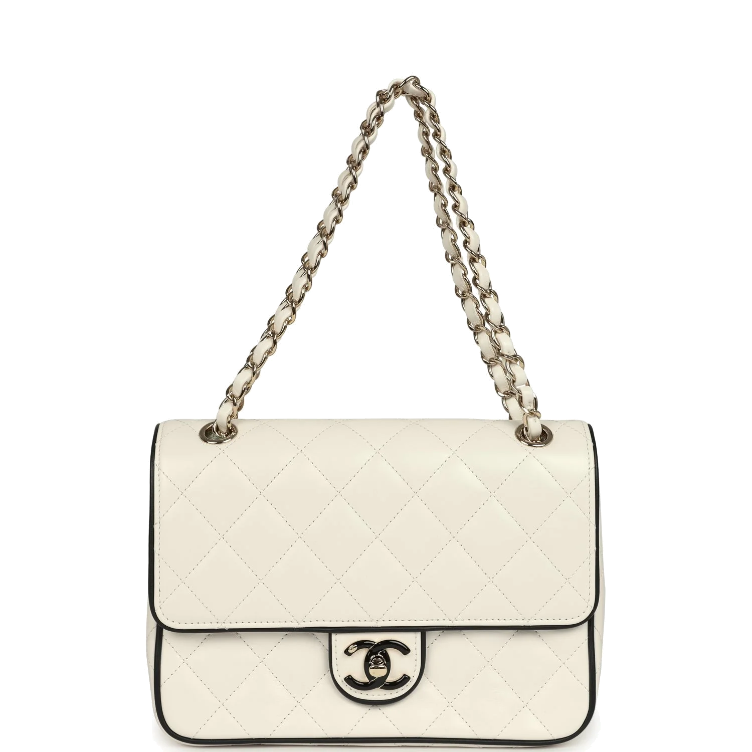 Chanel Small Graphic Frame Flap Bag White and Black Lambskin — фото 8