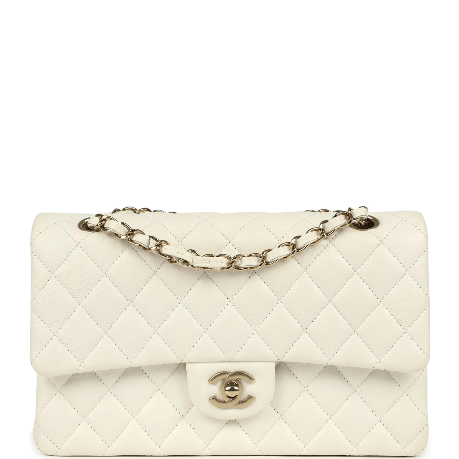 Chanel Medium Classic Double Flap White Caviar — фото 2