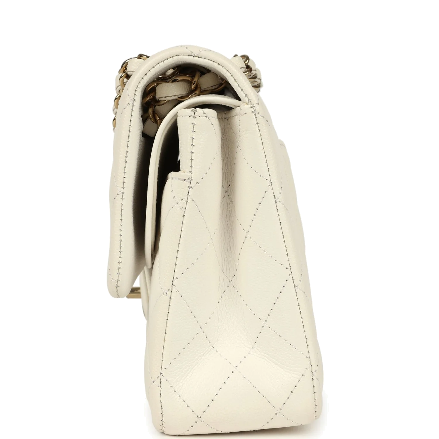 Chanel Medium Classic Double Flap White Caviar — фото 4