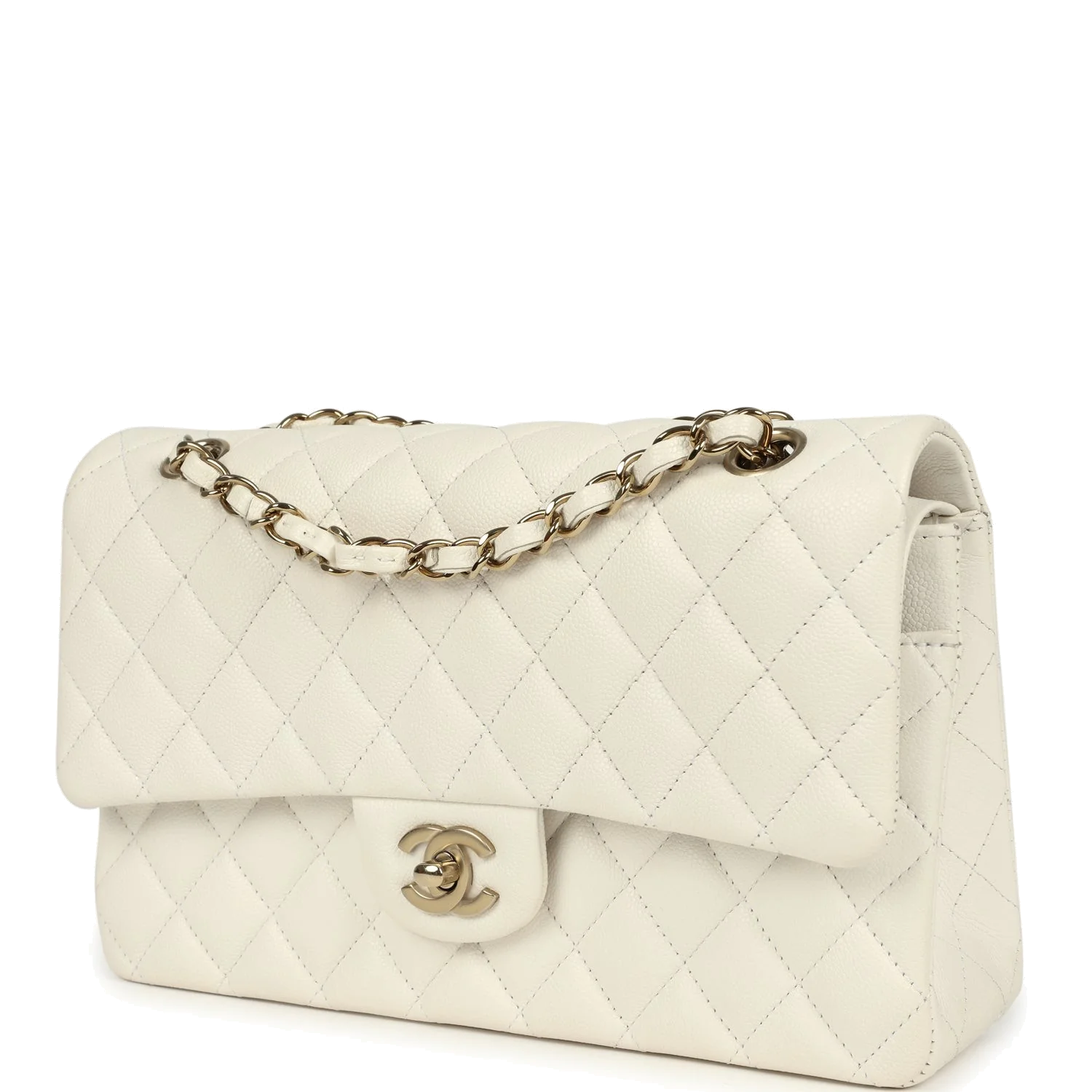 Chanel Medium Classic Double Flap White Caviar — фото 6