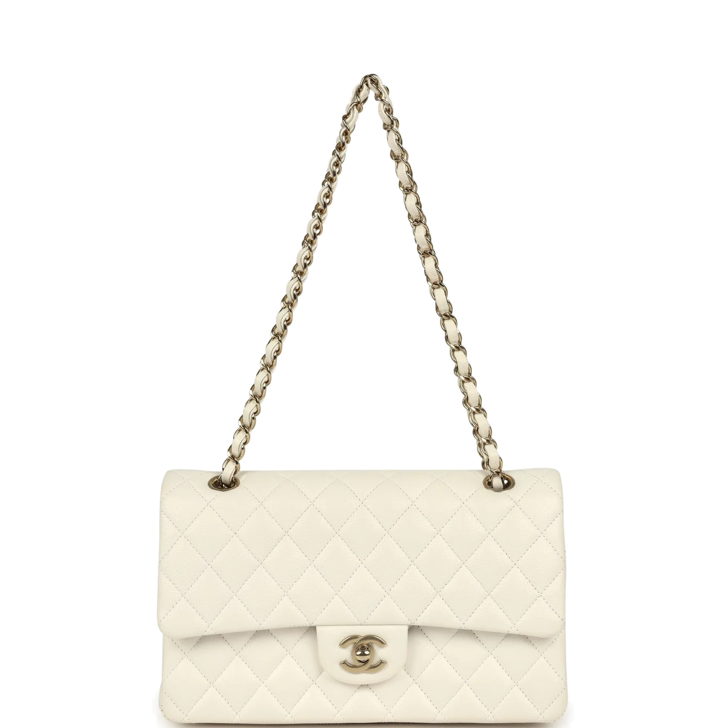 Chanel Medium Classic Double Flap White Caviar — фото 8