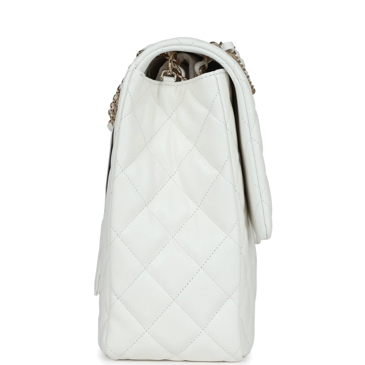 Chanel XXL Classic Single Flap Bag White Shiny Caviar — фото 4