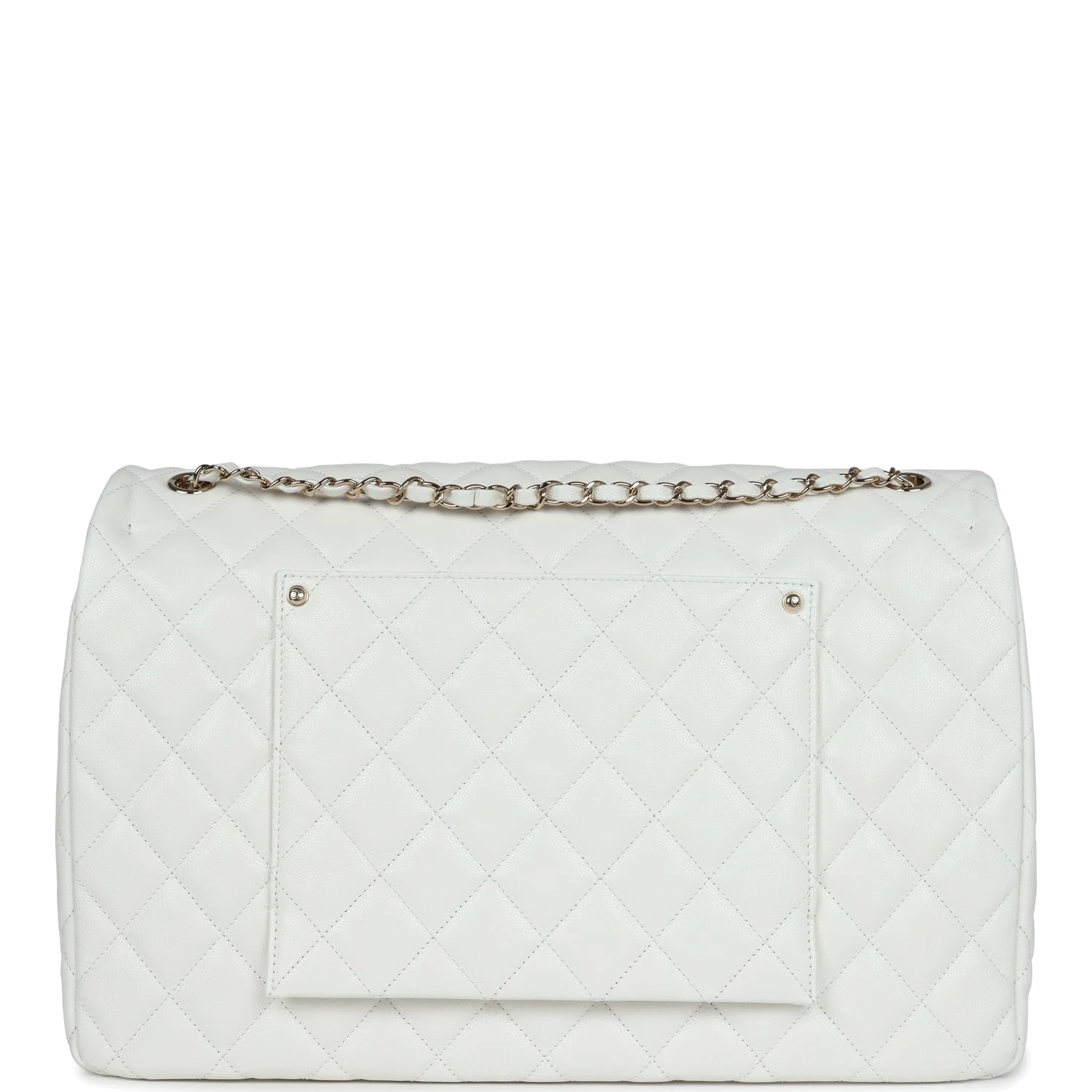 Chanel XXL Classic Single Flap Bag White Shiny Caviar — фото 5
