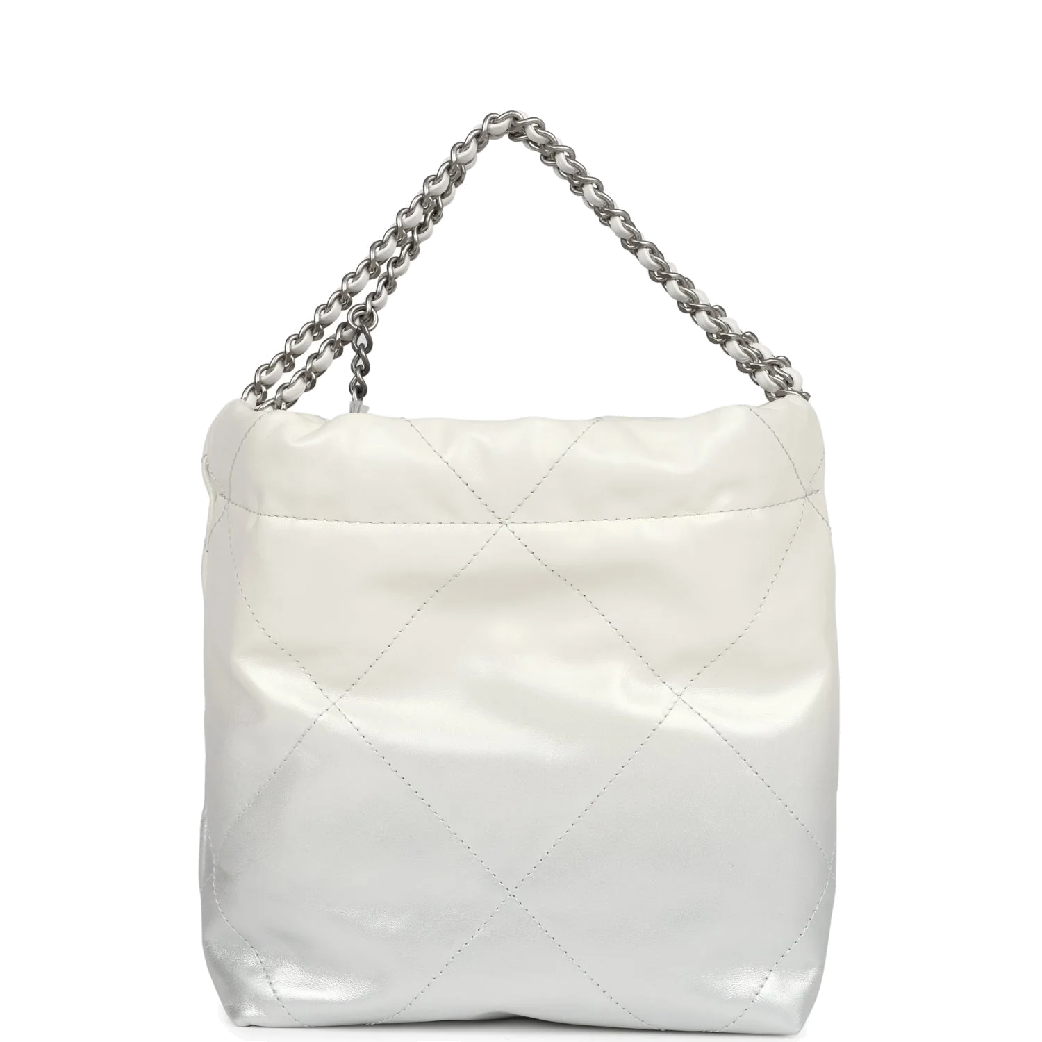 Chanel Mini 22 Bag White and Silver Ombre Metallic Calfskin — фото 5