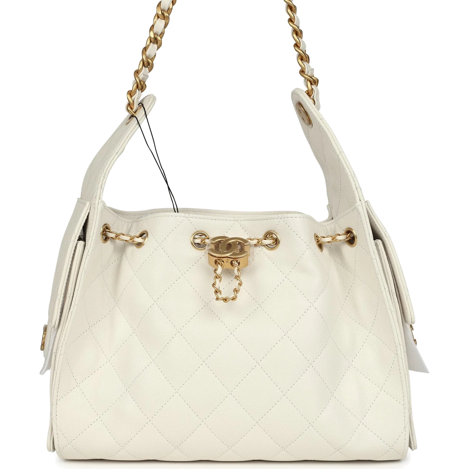 Chanel Small 25 Hobo Bag White Caviar — фото 2