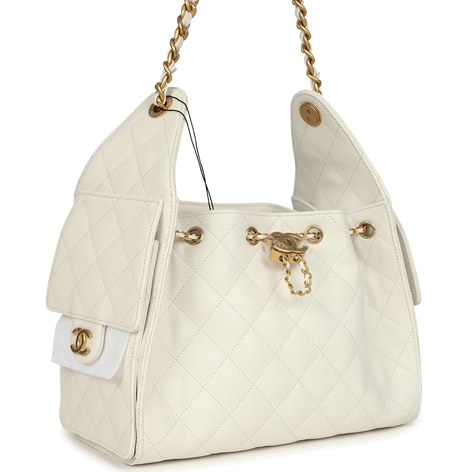 Chanel Small 25 Hobo Bag White Caviar — фото 3