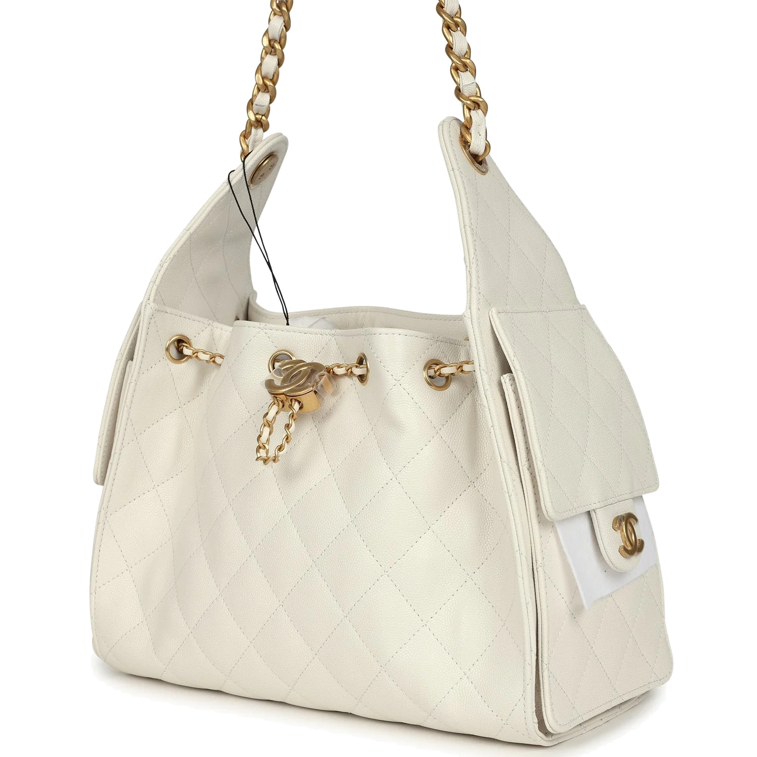 Chanel Small 25 Hobo Bag White Caviar — фото 4