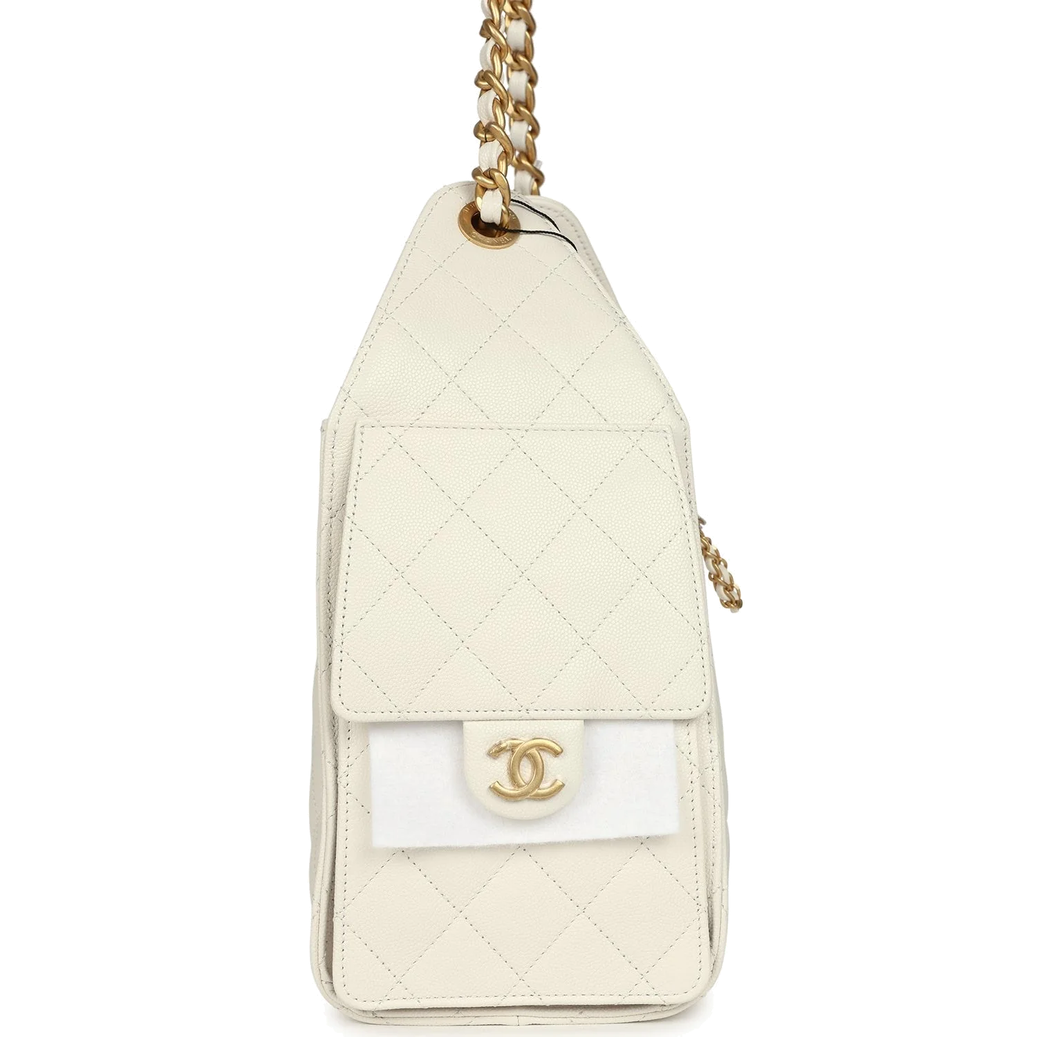 Chanel Small 25 Hobo Bag White Caviar — фото 5