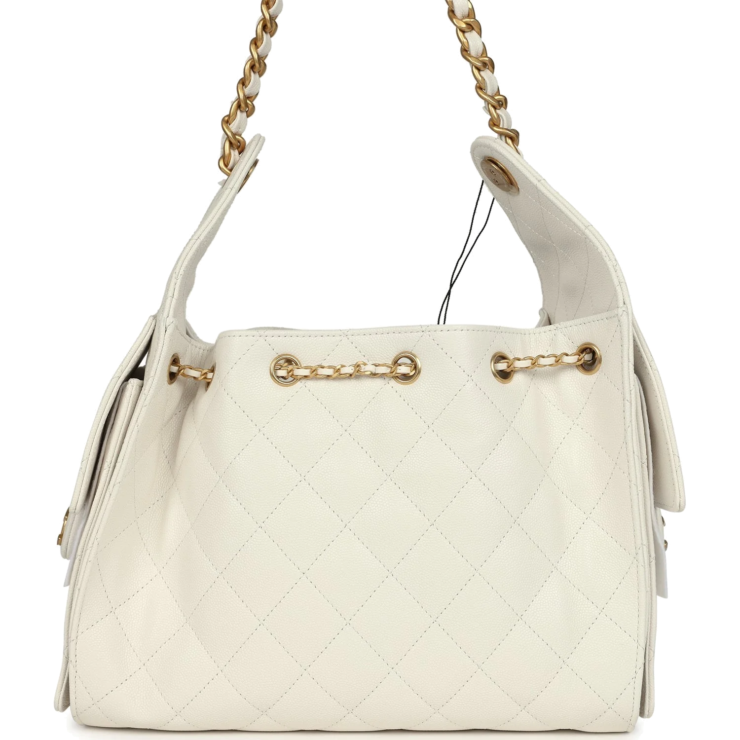 Chanel Small 25 Hobo Bag White Caviar — фото 6