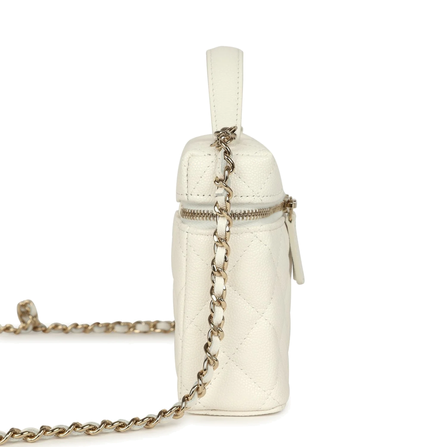 Chanel Trendy Top Handle Long Vanity Case with Chain White Caviar — фото 4