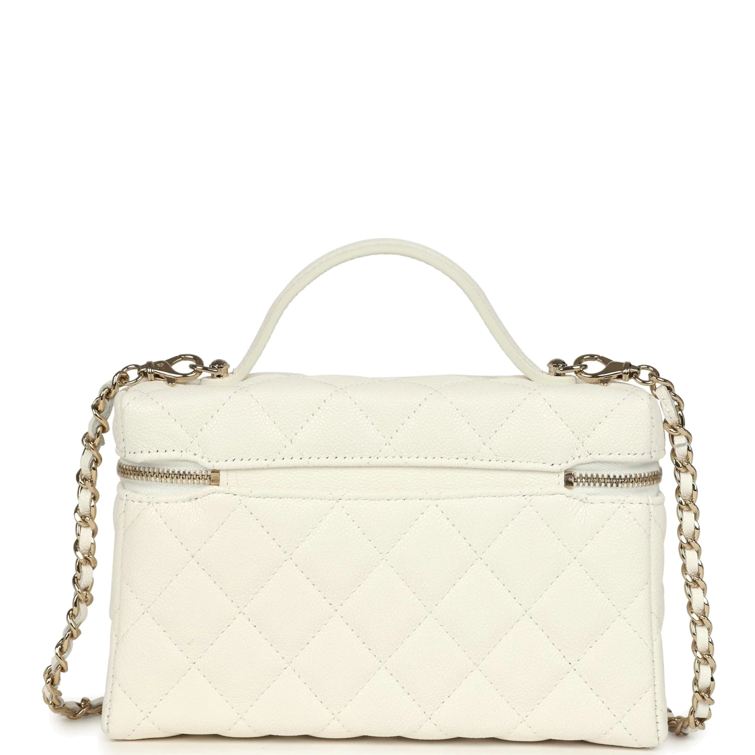 Chanel Trendy Top Handle Long Vanity Case with Chain White Caviar — фото 5