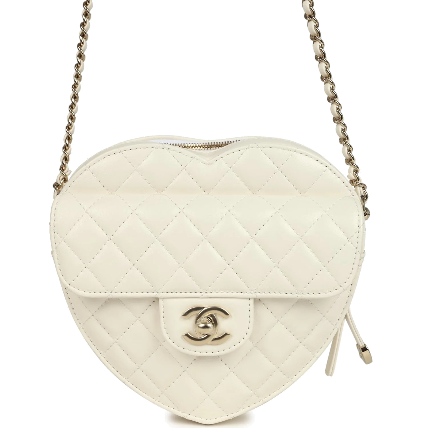 Chanel CC In Love Large Heart Bag with Chain White Lambskin — фото 2